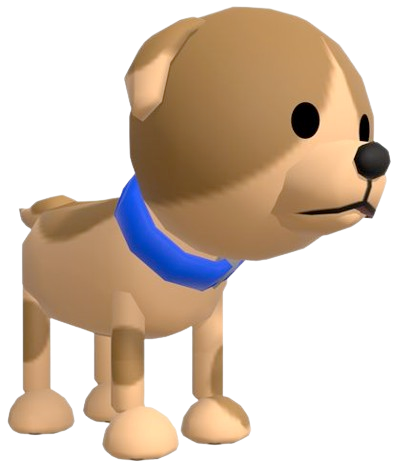 a png of a nintendog with a the status as a speech bubbpe