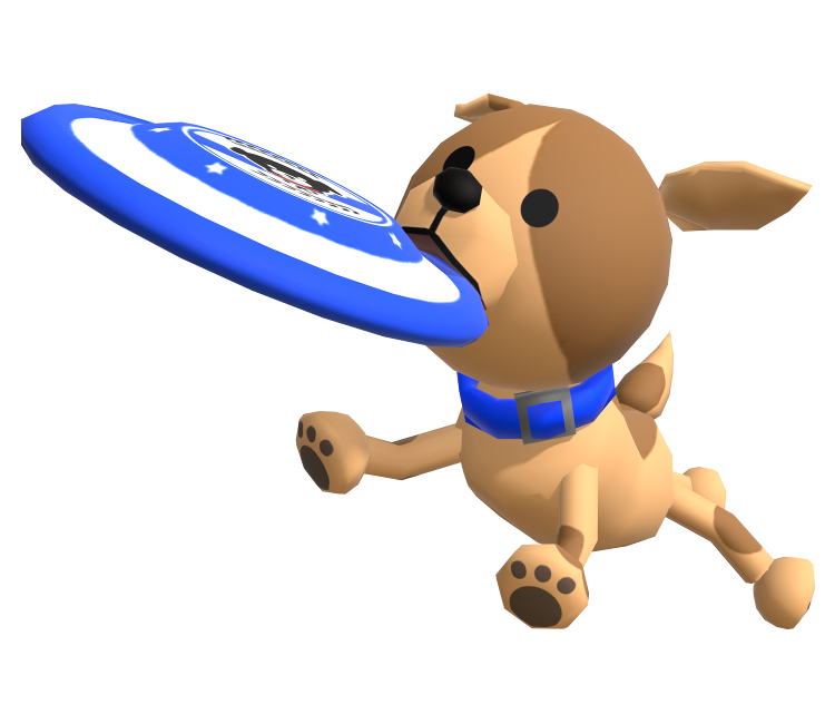 a png of a nintendo wii dog catching a frisbee